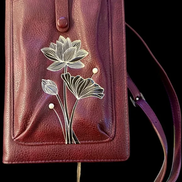 Espe Burgundy Floral Crossbody Bag - Picture 1 of 10